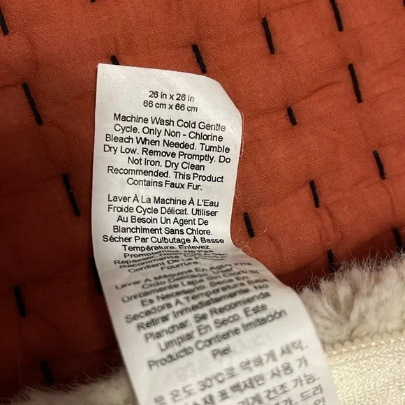Pottery Barn Faux Fur Ruched Euro Sham Oversized Toss Pillow